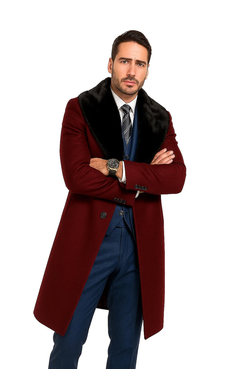 Mens Overcoat Mens Dress Coat Gray Two Button Long Men's Dress Topcoat -  Winter coat main image 1