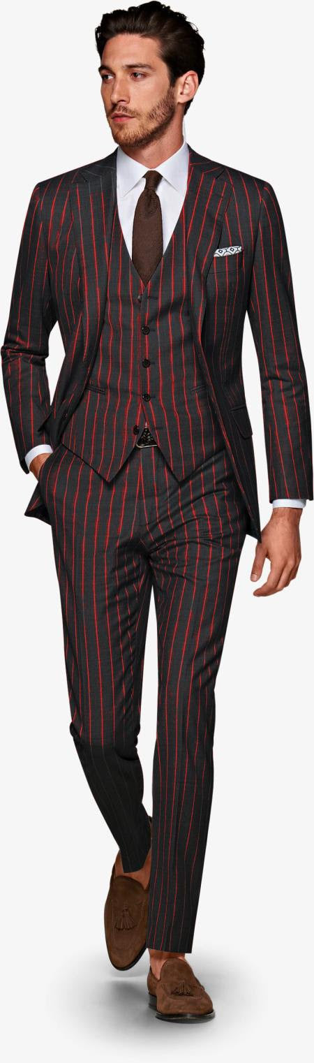 Mens Black Chalk Pinstripe Gangster suit - 1920s suit - Mobster Suit