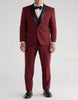 Burgundy Tuxedo - Maroon Burgundy Color - Shawl Collar Tuxedo Vested Suit - Burgundy Wedding Prom Suit
