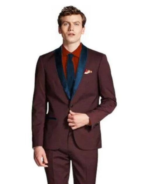 Burgundy Tuxedo - Maroon Burgundy Color Men's Shawl Lapel Maroon/Navy ~ Wine ~ Maroon Suit Tuxedo Burgundy Suit Black Prom Tuxedos
