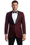 Mens One Button Shawl Lapel Burgundy and Black Dinner Jacket