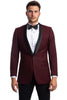 Mens One Button Shawl Lapel Burgundy and Black Dinner Jacket
