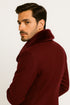 Men’s Burgundy Double-Breasted Overcoat with Faux Fur Shawl Collar – Alberto Nardoni Signature