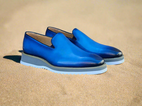 Burnished Wholecut Loafer Lightweight Sole White