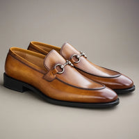 Carrucci Burnished Calfskin Horsebit Loafer