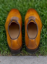 Burnished Lace-up Leather Derby