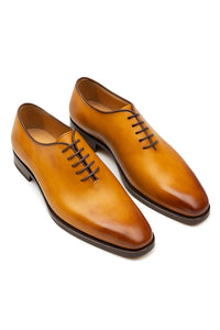 Burnished Lace-up Leather Derby