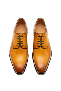 Burnished Lace-up Leather Derby