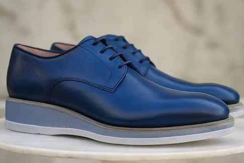 Burnished Lace-up Leather Derby