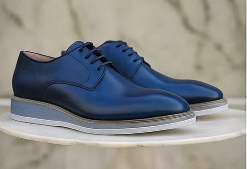 Burnished Lace-up Leather Derby