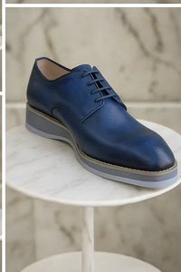 Burnished Lace-up Leather Derby