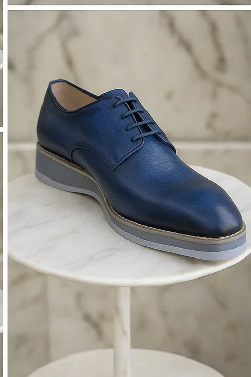 Burnished Lace-up Leather Derby