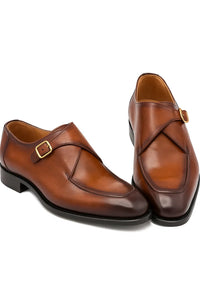 Carrucci Burnished Moc Toe Single Monk Loafer