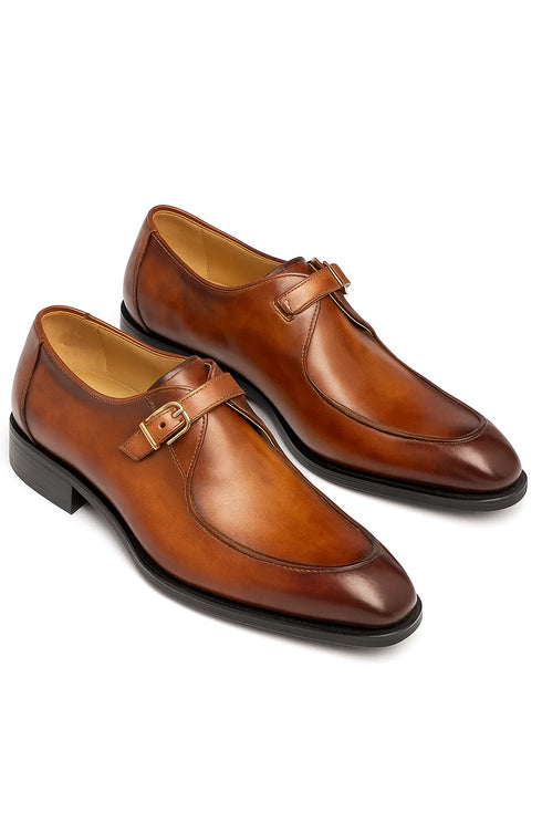 Burnished Moc Toe Single Monk Loafer