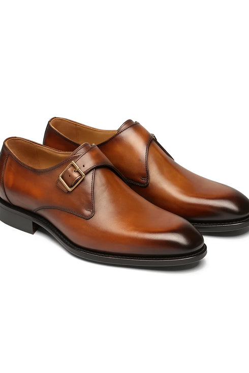 Burnished Moc Toe Single Monk Loafer