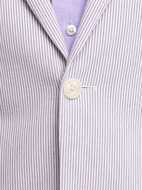 Mens Lavender Seersucker Suit Blazer + Pants Cotton Fabric - Summer Fabric in Purple color