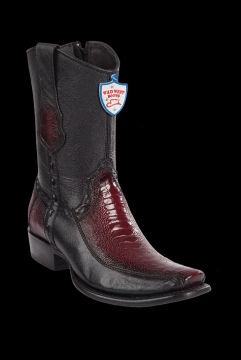 Wild West Botas de Pata de Avestruz Horma Dubai Toe Faded Burgundy
