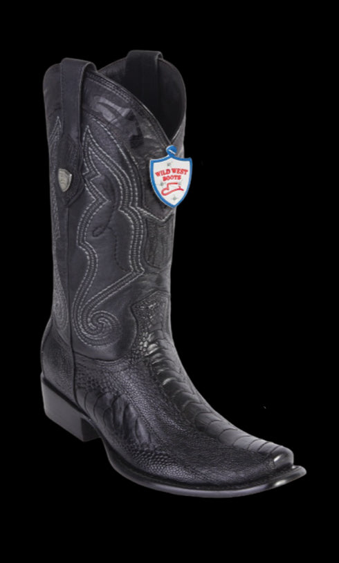 Wild West Botas de Pata de Avestruz Horma Dubai Toe Black