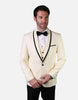 Statement Men's White Vested with Black Trim Fine Lapel 100% Wool Tuxedo
