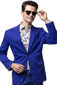 Men's Modern Fit Casual Summer Chino Blazer in Royal Blue