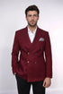 Mens Burgundy Slim Fit Blazer – Sharp Double Breasted Design