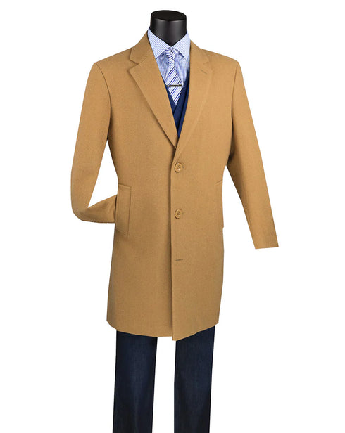 (XL, 2XL) Regular Fit Camel Top Coat