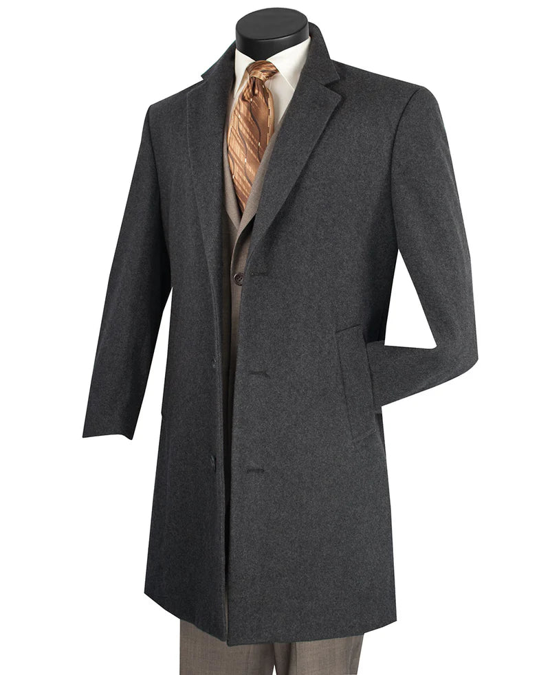 Wool & Cashmere Regular Fit Top Coat 38" Long in Charcoal – OvercoatUSA