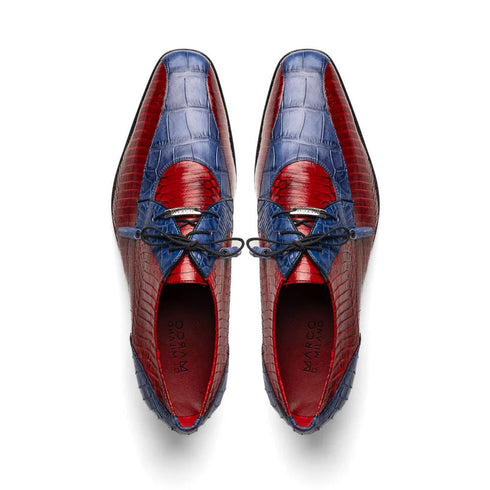 Marco Di Milano Moncalieri Navy & Red Genuine Alligator / Cobra Skin Dress Derby Oxfords