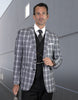 Mens Vested Classic Fit Double Breasted Vest Suit in Black Plaid