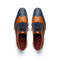 Marco Di Milano Luciano Men's Shoes Exotic Crocodile Classic Wingtip Dress Derby Oxfords