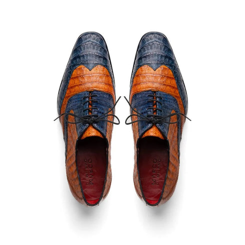 Marco Di Milano Luciano Men's Shoes Exotic Crocodile Classic Wingtip Dress Derby Oxfords