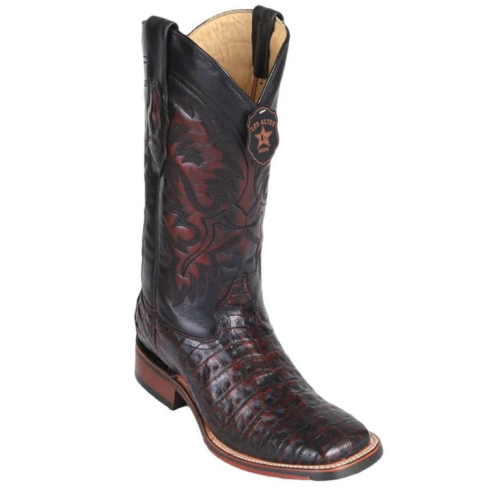 Los Altos Boots - Mens Dress Cowboy Boot - Low Priced Caiman Brown Square Toe Cowboy Boots - in  Brown main image 0