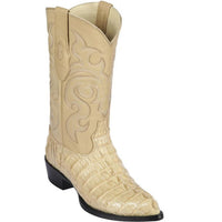 J Toe Cowboy Boots - J Toe Western Boots - Los Altos Boots - Mens Dress Cowboy Boot - Low Priced Caiman Tail Cowboy Boots J-Toe - in Oryx