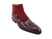 Carrucci Calf & Suede Three Buckles Monk Chukka Boot