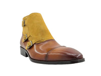Carrucci Calf & Suede Three Buckles Monk Chukka Boot