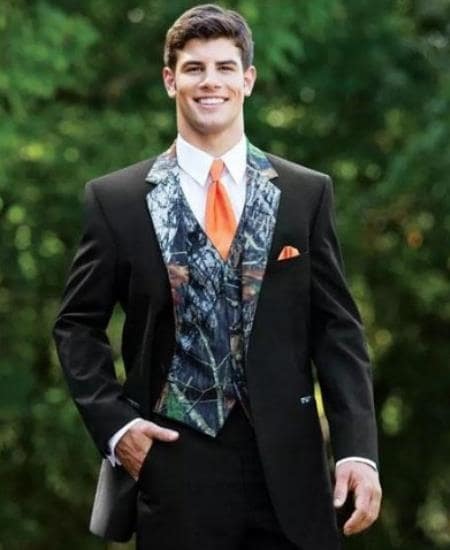 Notch Lapel Camouflage Tuxedo - Camo Wedding Suit