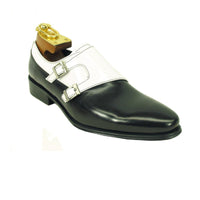 Mens Calfskin Double Buckle Monk Strap Dress Shoe in Cognac