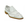 Mens Carrucci Burnished Leather Classic 1920's Wingtip Dress Shoe in White