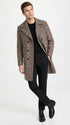 Men’s Black and White Plaid Wool Peacoat, Formal Winter Dress Coat for Business and Casual Wear