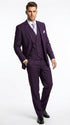Men’s Purple 2 Button Fashion Suit with Double Breasted Vest, Formal Wedding Prom Dress Suit