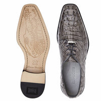 Men's Belvedere Chapo Hornback Caiman Crocodile Dress Shoe in Grey