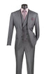 Charcoal Modern Fit 3-Piece Suit with Lapel Vest & Adjustable Pants