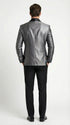 Men’s Shiny Charcoal Grey Blazer – Sharkskin Dinner Jacket Shawl Collar