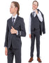 Exclusive Stacy Adams 5pc Boys Suit Solid Slim Fit, Charcoal Grey