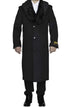 Removable Fur Collar Dark Charcoal Grey Ankle length Wool Dress Top Coat/Overcoat - Mens Overcoat