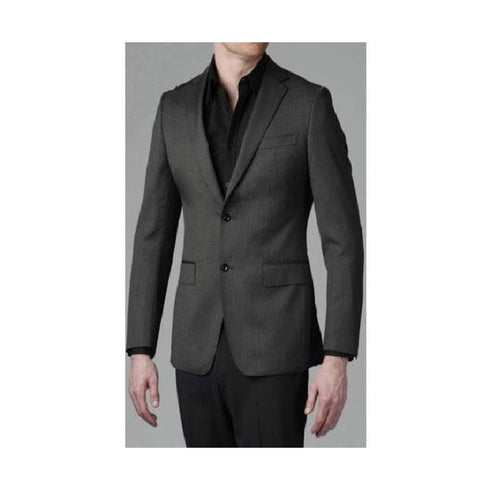 Charcoal Grey Slim Fit Two Buttons Solid Sport Coat Jacket