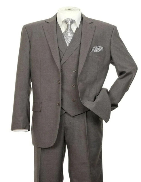 Pleated Dress Men Suits - Mens 2 button Pleated Pant Double Breasted Charcoal Grey Suit