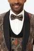 Men's Rust Geometric Pattern Tuxedo with Vest & Bowtie – One Button Formal Suit