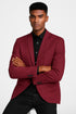 Burgundy paisley slim fit tuxedo jacket – men's wedding & prom blazer with satin shawl lapel