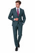 Statement Men's Modern Fit 2 Piece 100% Super 200 Wool Suit Peak Lapel in Olive - image 1